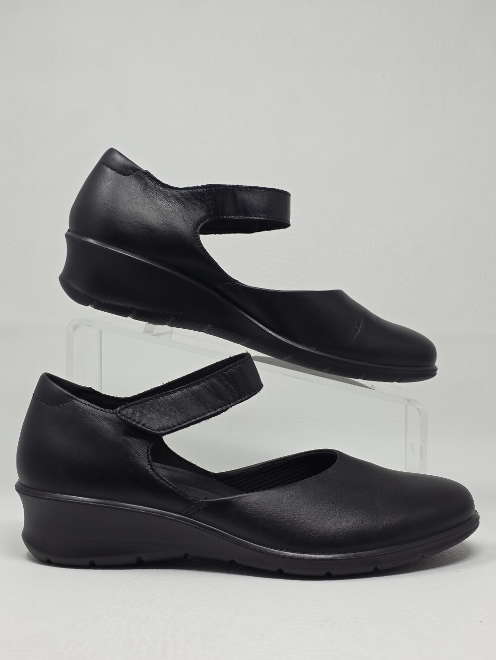 ECCO Womens Felicia Mary Jane Shoes EU 38 US 7-7.5 Black Leather Flats Pre-owned - Picture 2 of 12